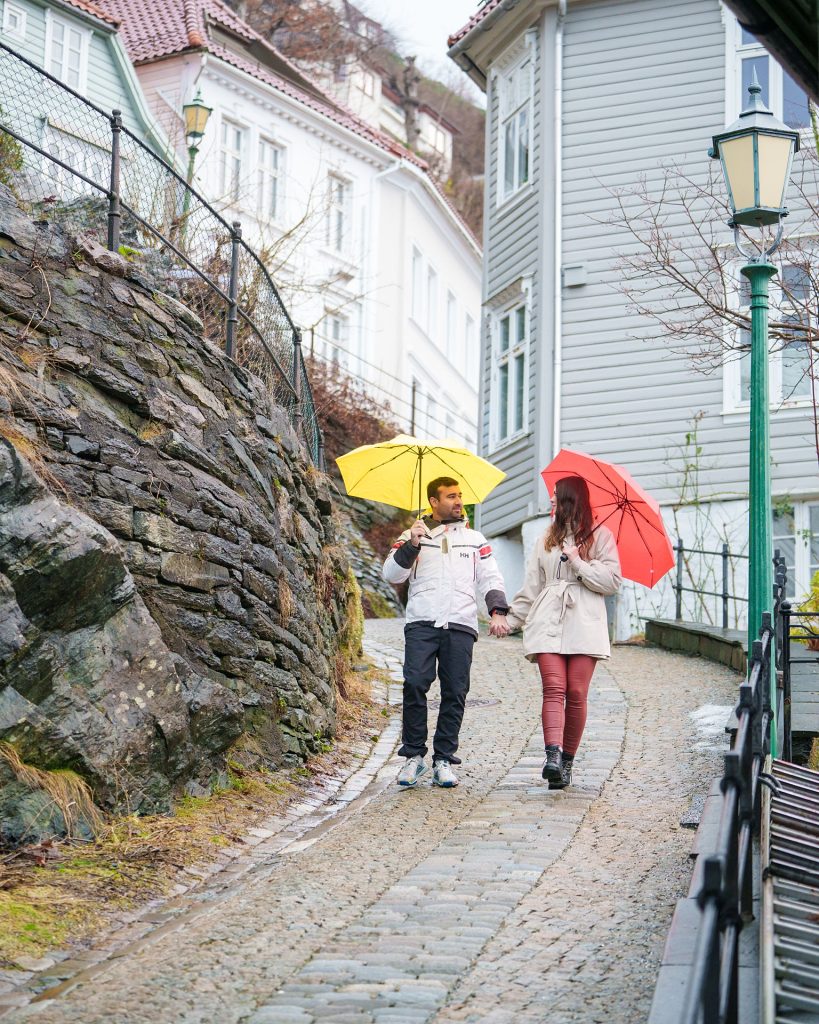 Wandeling in de regen in Bergen