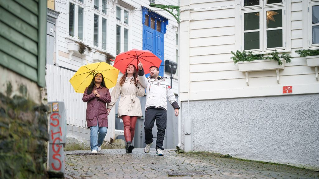 Bergen met paraplus